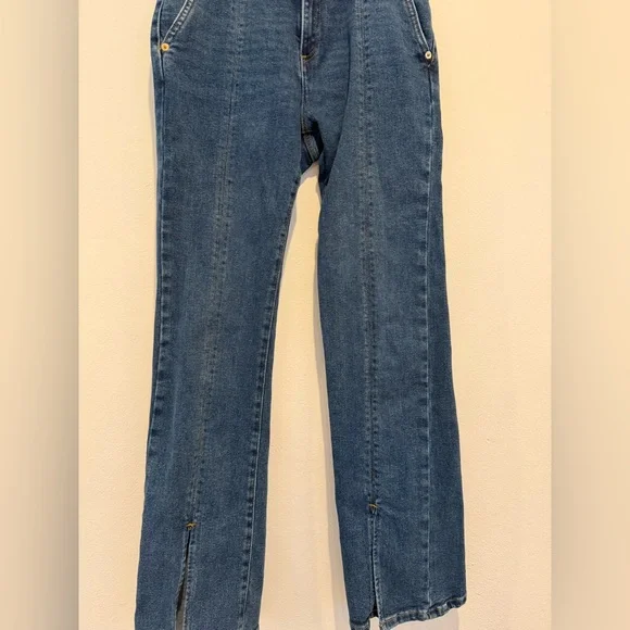 Michael Kors Front Slit Hem Straight Flare Denim Jeans Size Small - Picture 4 of 8